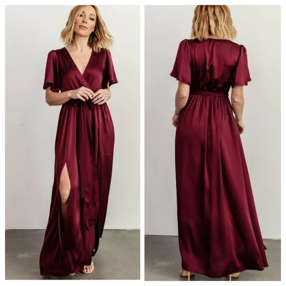 chinese dress ladies Baltic Born Womens Sicily Satin Maxi Dress | Rust main image 1